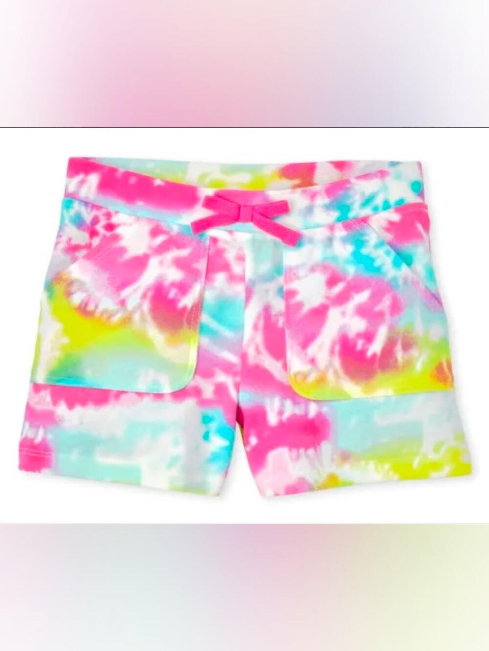 Children's Place Tie-Dye French Terry Lounge Shorts - Pink Multi - Size 14